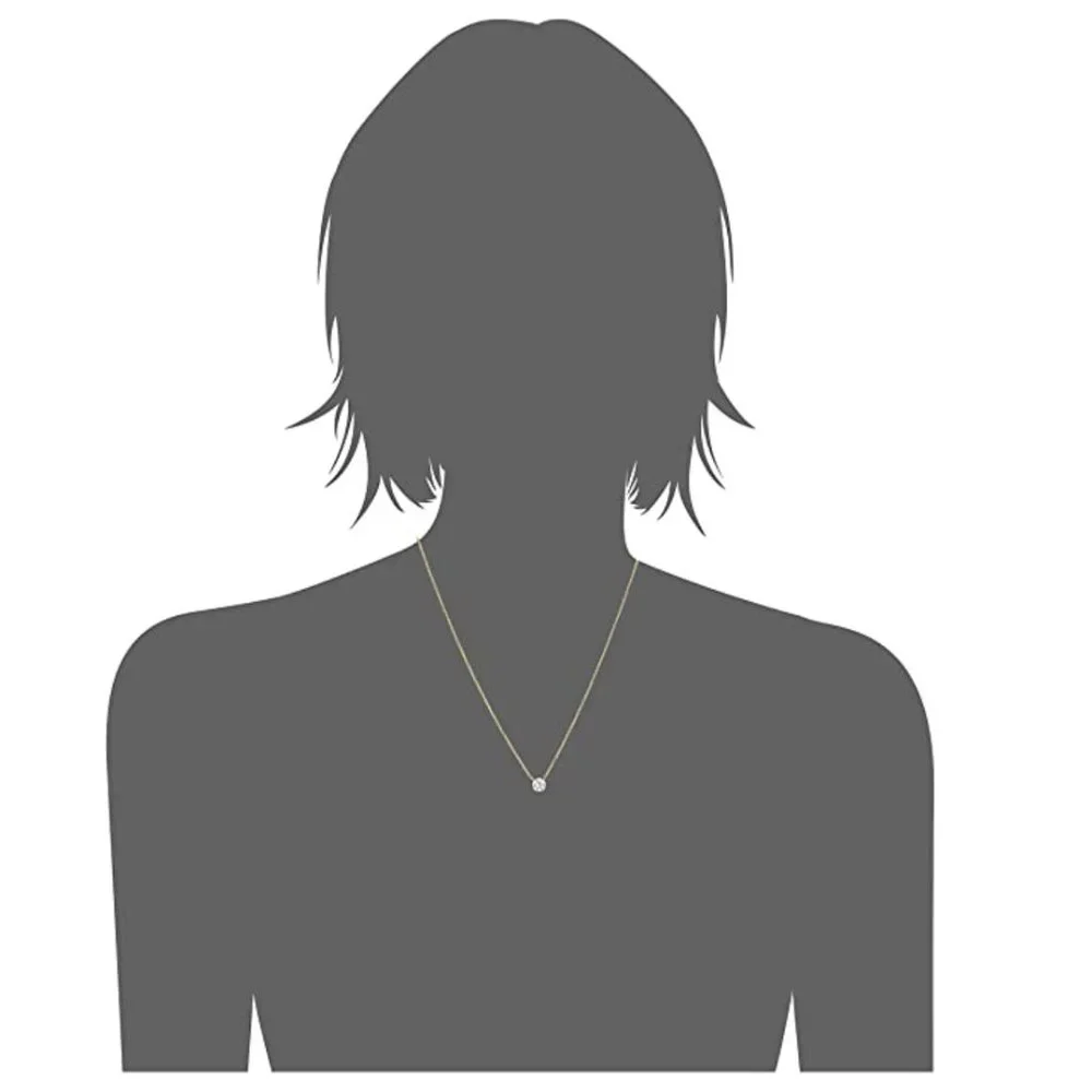 Gold-Plated Sterling Silver Round-Cut Swarovski Zirconia Solitaire Necklace - Picture 2 of 2